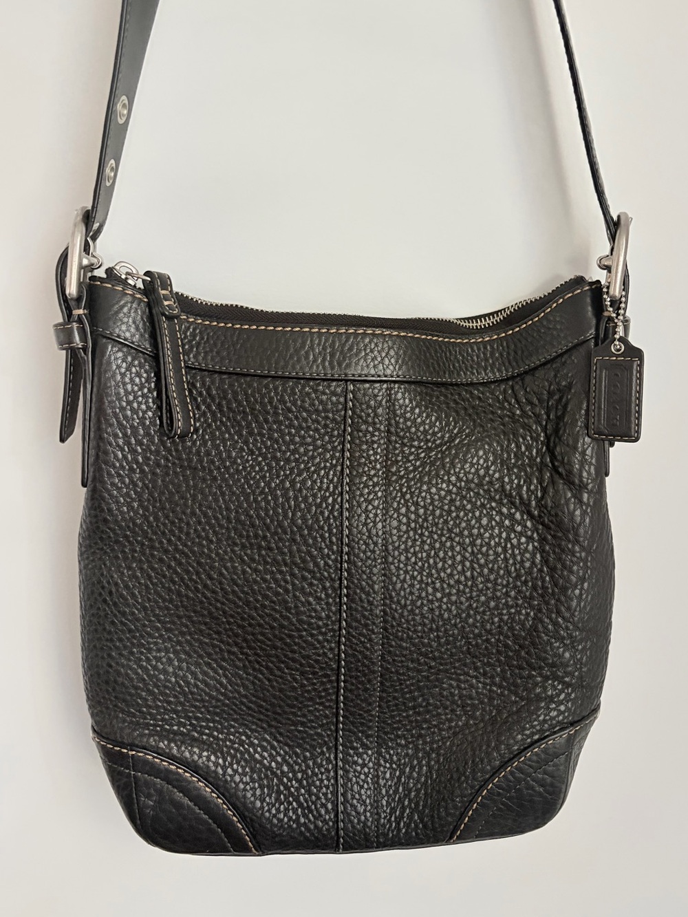 Coach Y2K Black Pebbled Leather Felicia Bleecker Shoulder Bag Crossbody Purse